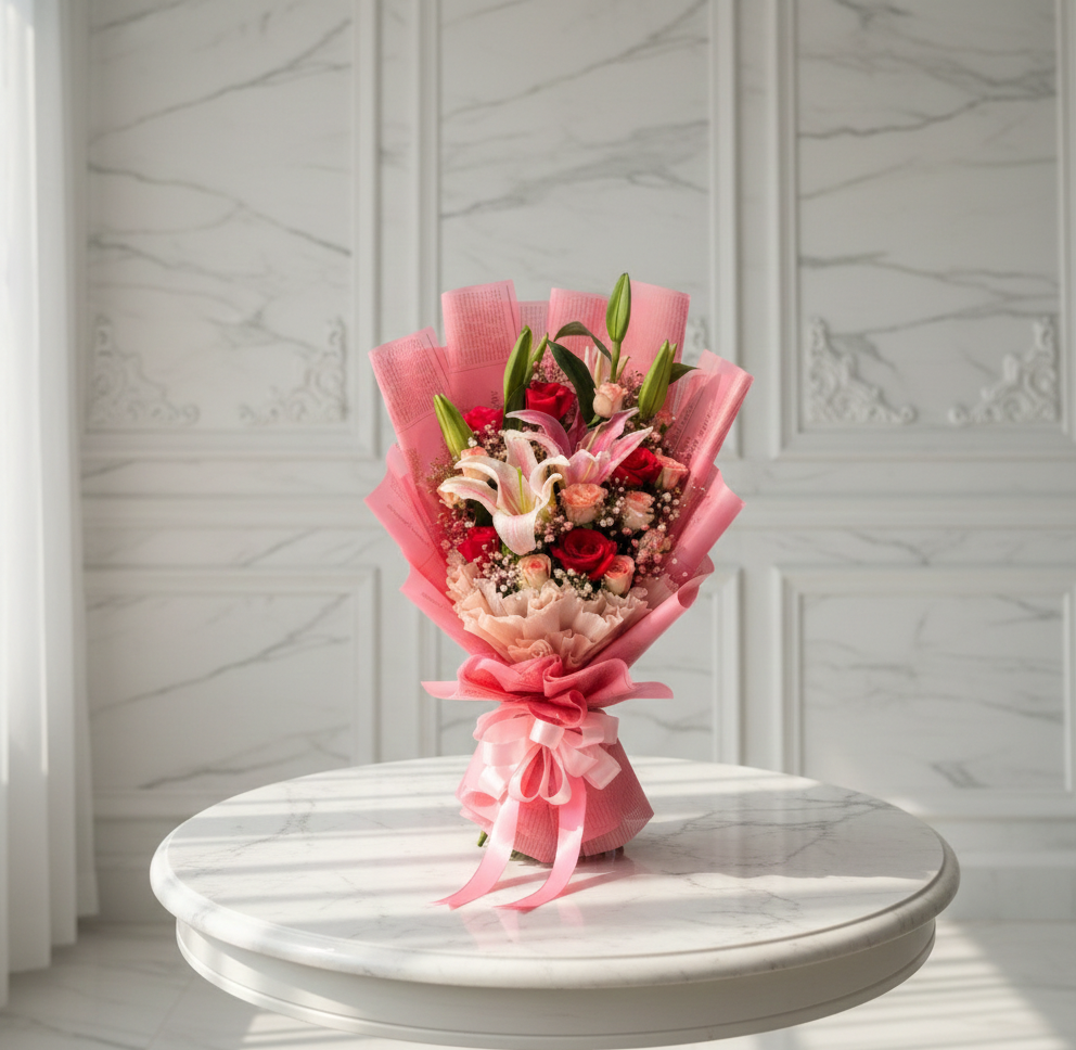 5 LILY WITH ROSE MIX NO-1036