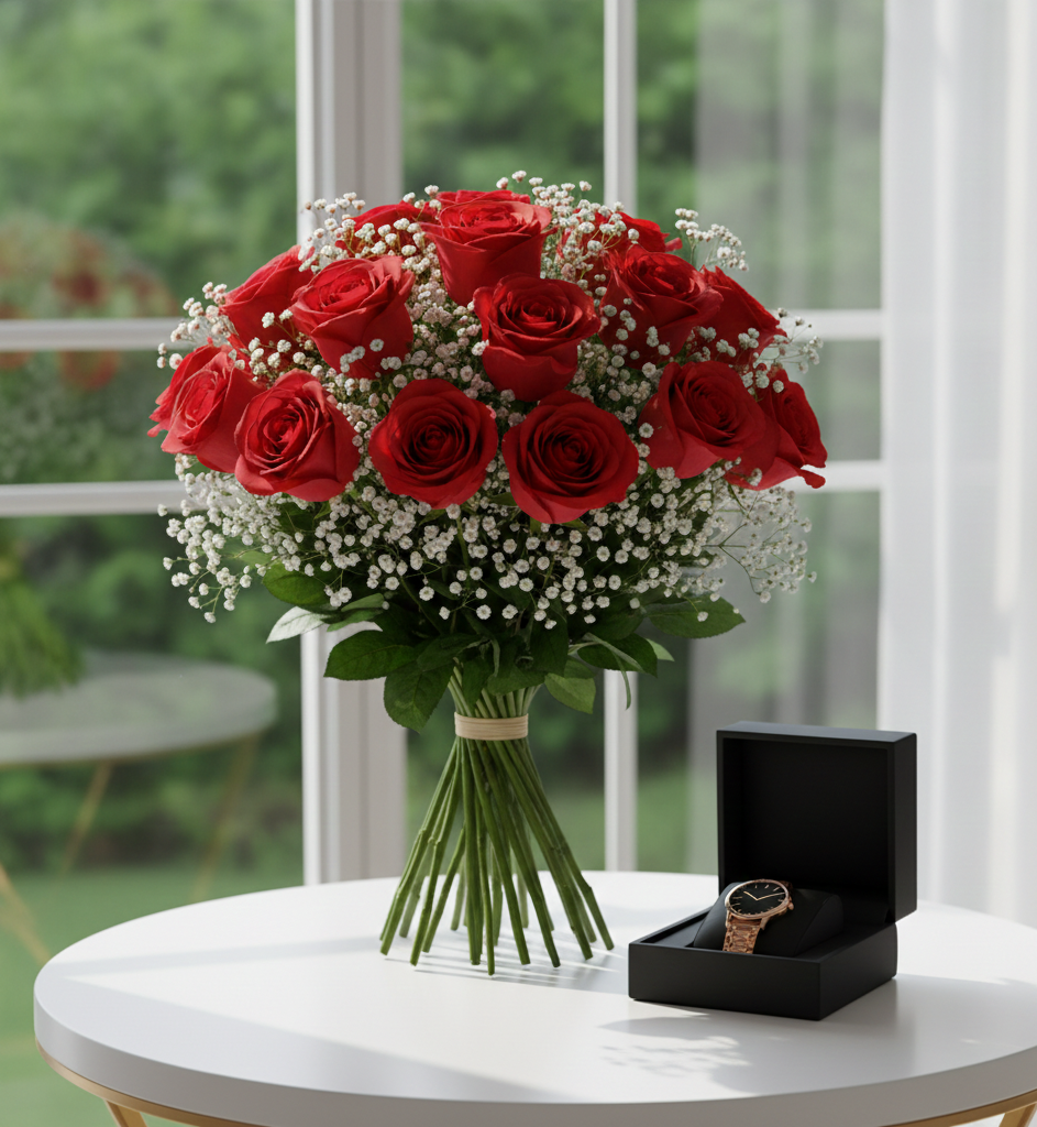 20 ROSES WITH PRECIOUS GIFT WATCH NO-3004