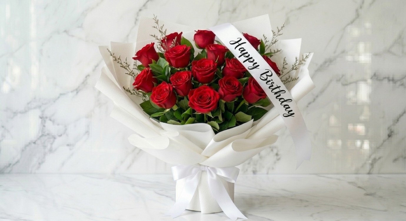 باقة ورد أحمر لعيد الميلاد