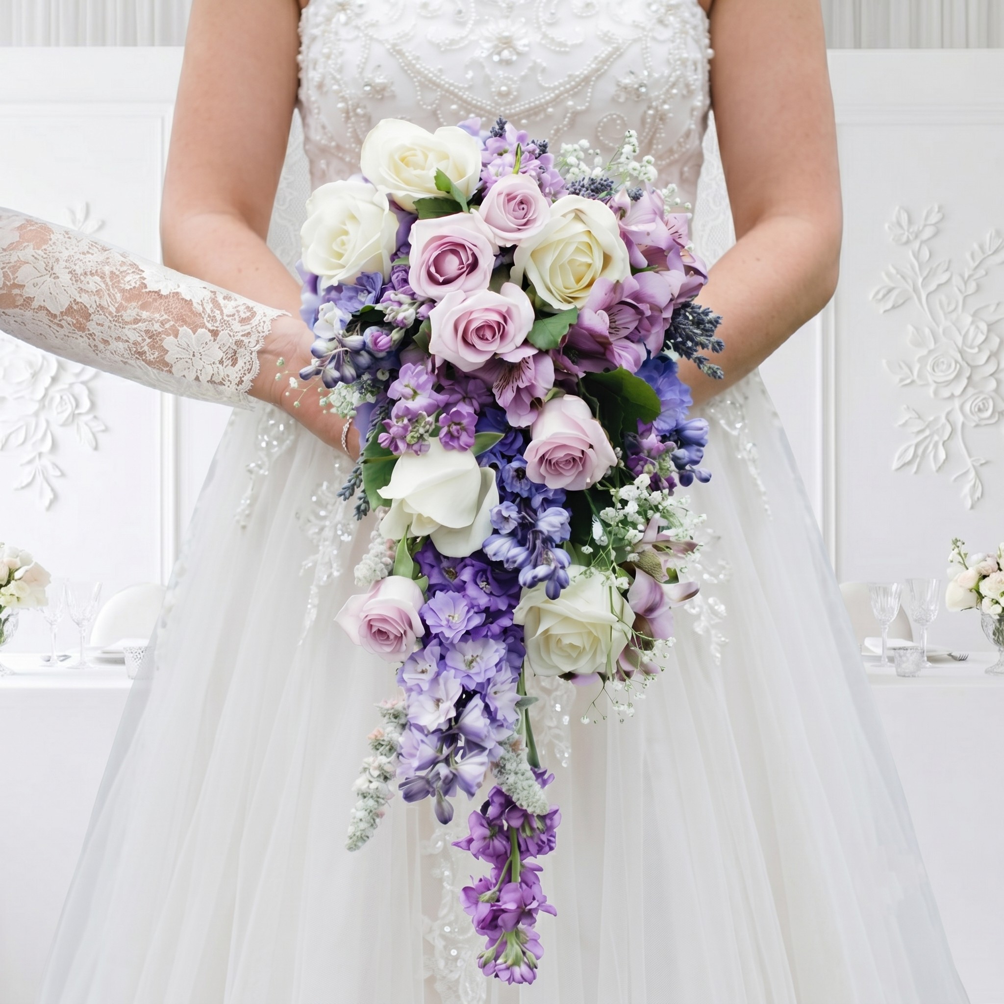 Bridal bouquet new model mix purple flowers