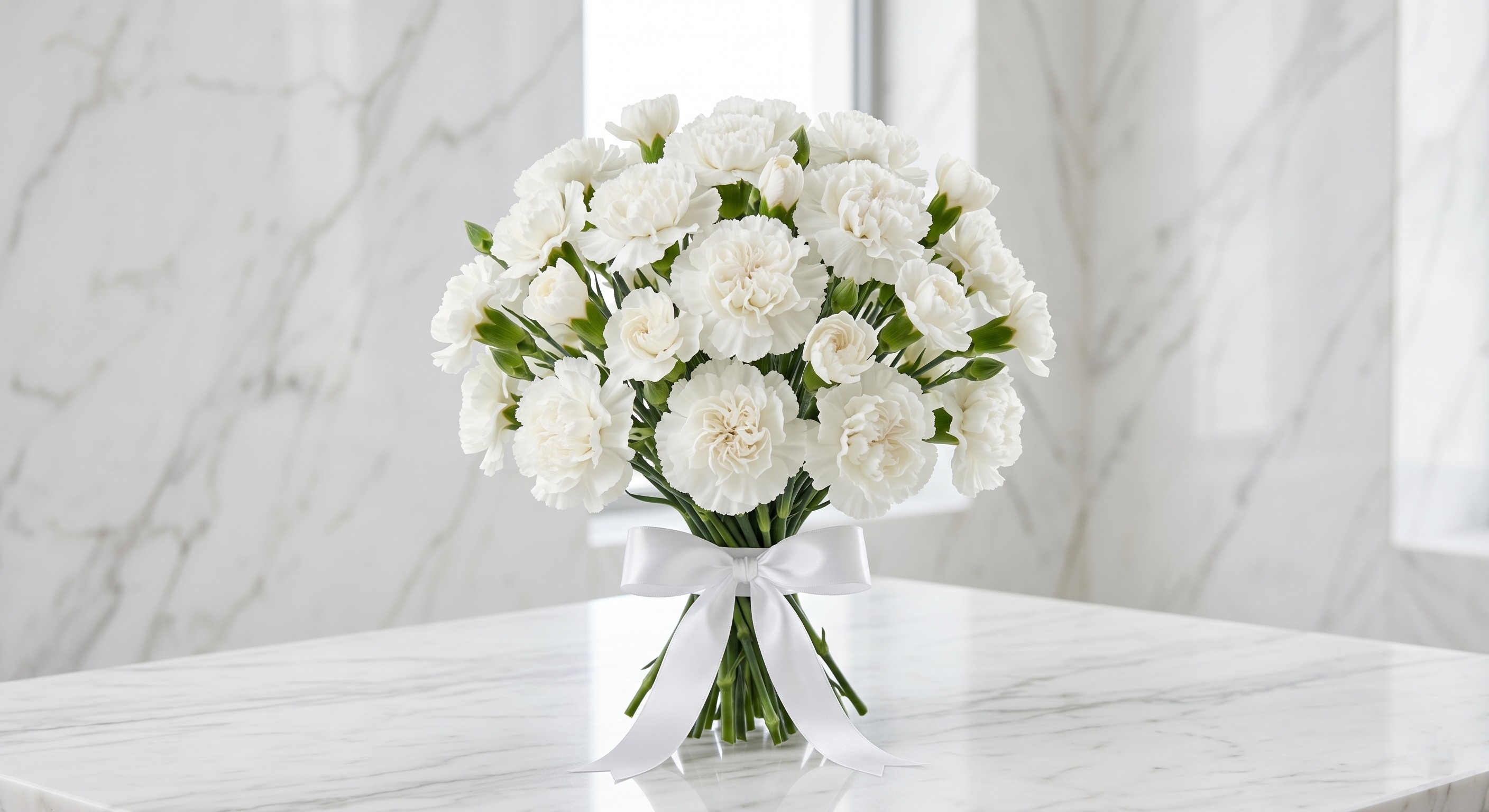 White carnation bridal bouquet