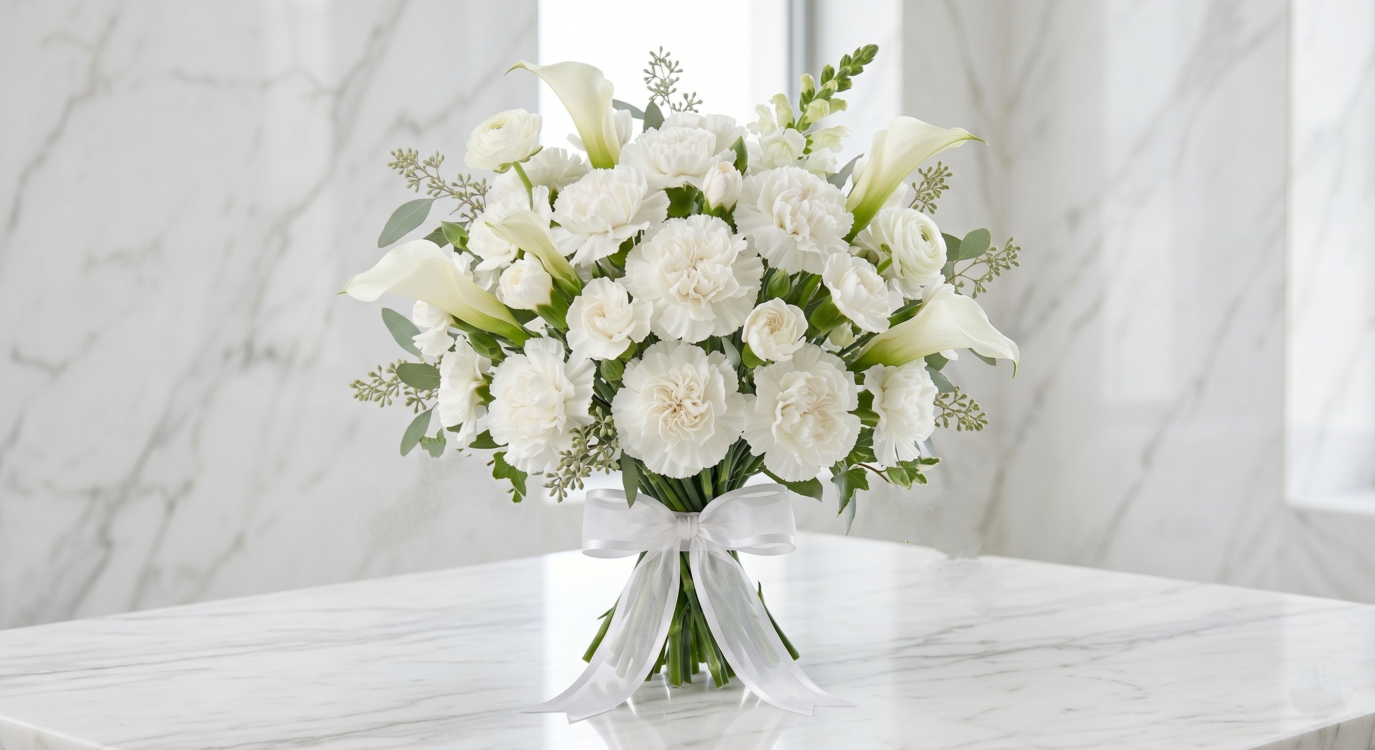 White mixed bridal bouquet