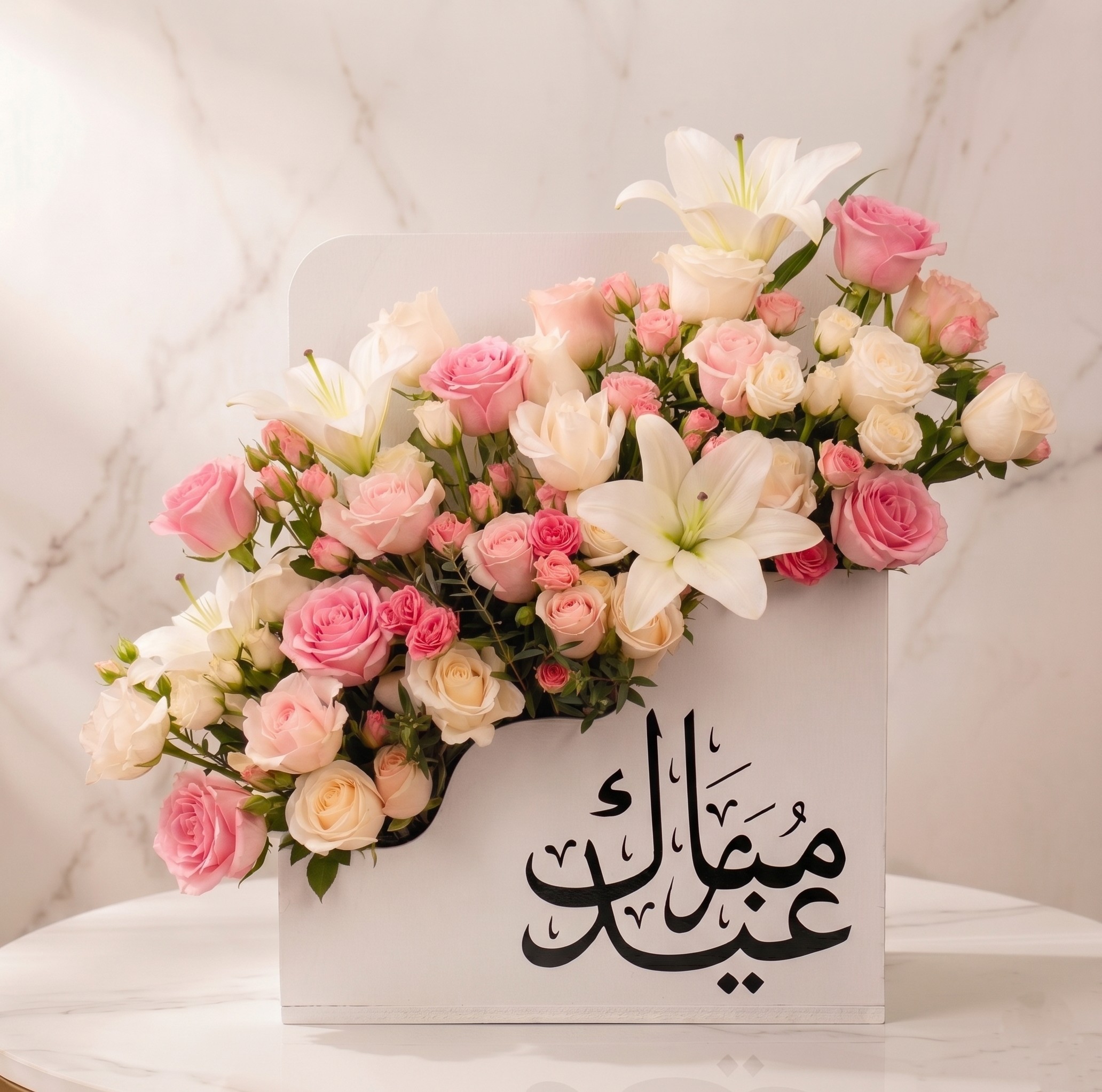 EID MUBARAK PREMIUM BOX LILLY MIX FLOWER ARRANGEMENT
