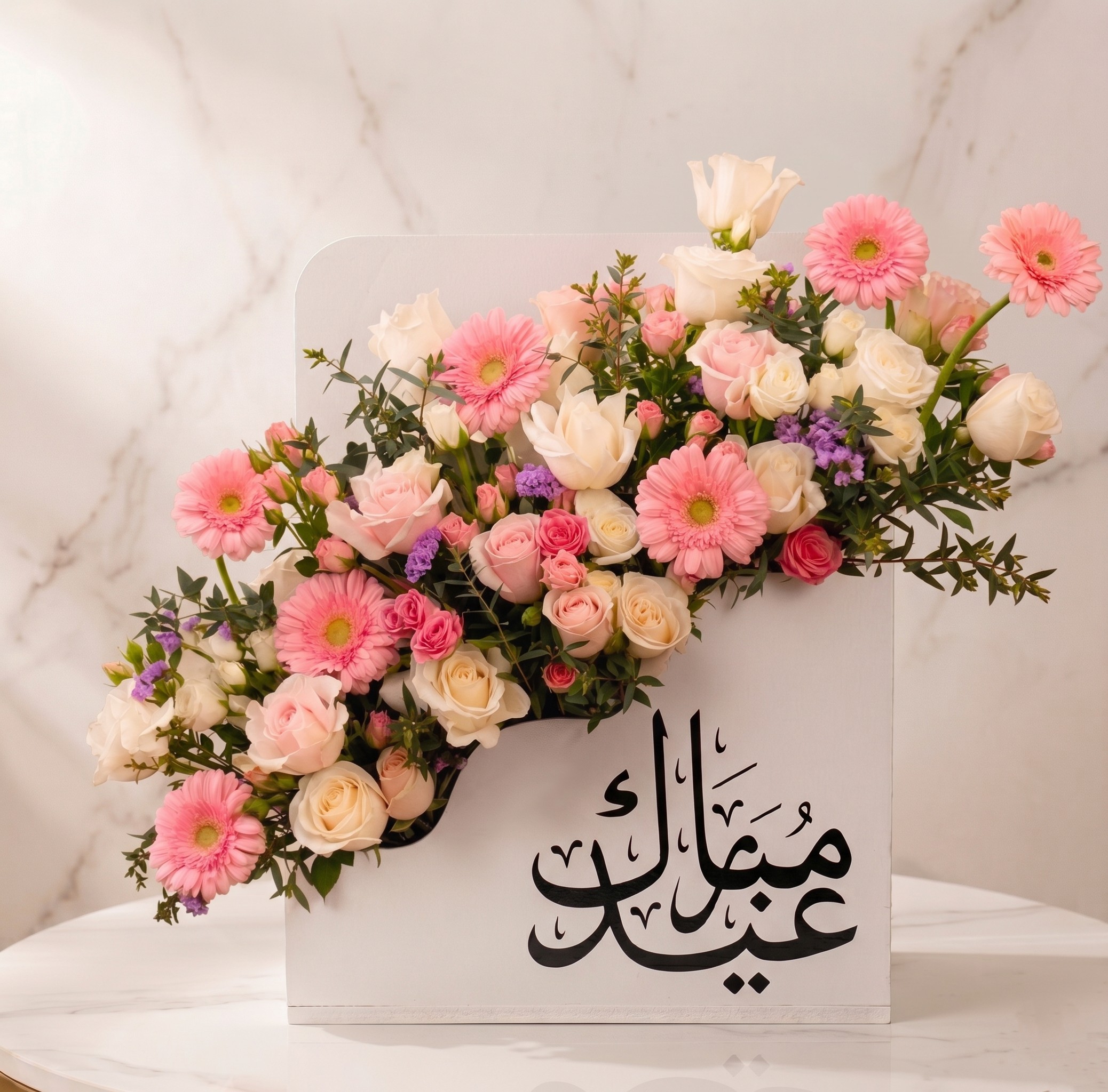 EID MUBARAK PREMIUM BOX MIXED FLOWER ARRANGEMENT