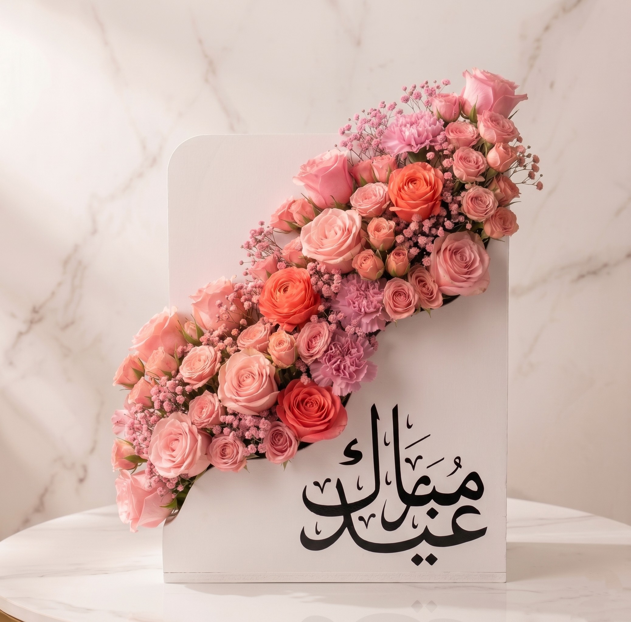 EID MUBARAK PREMIUM BOX PEACH ARRANGEMENT