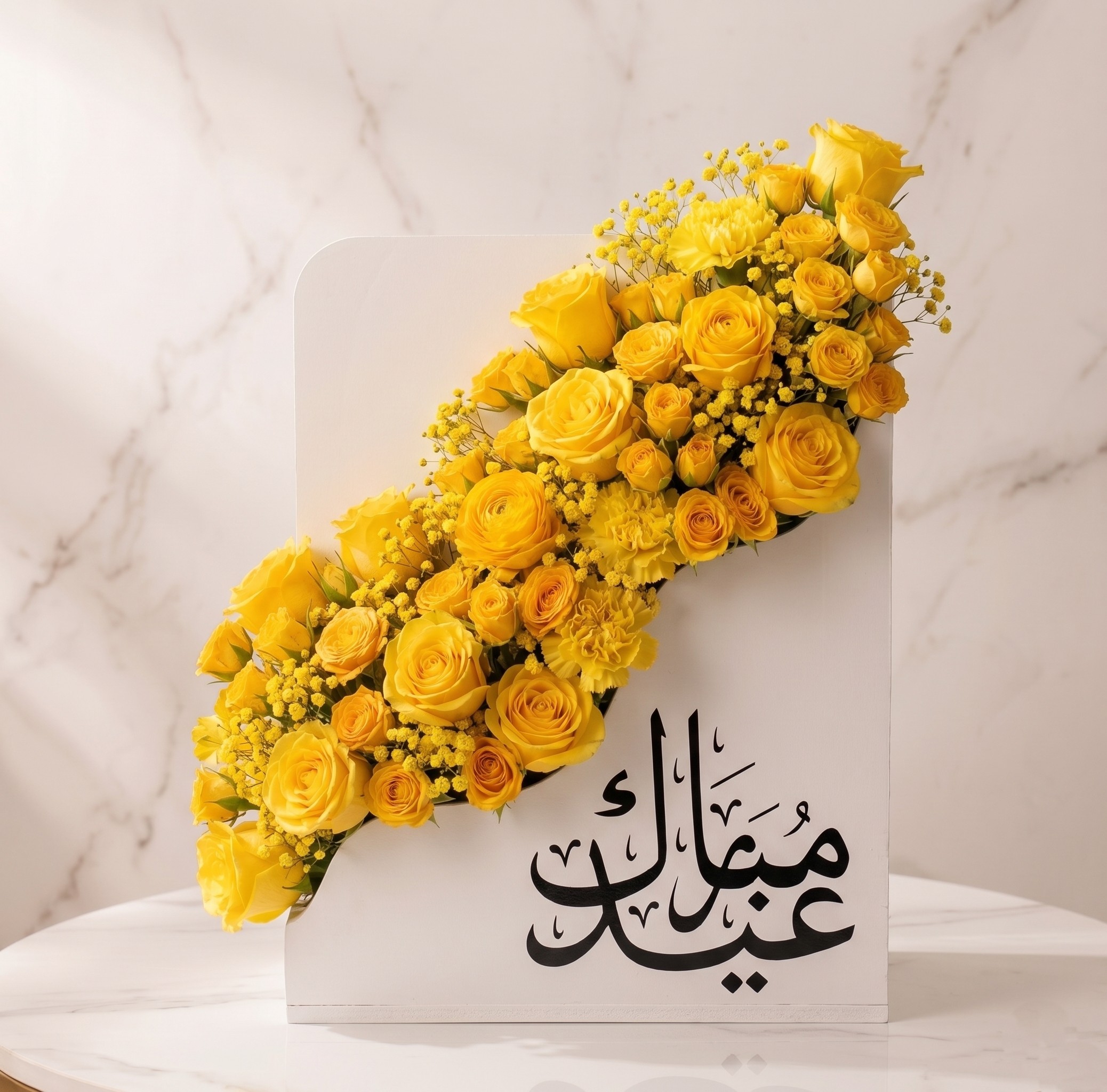 EID MUBARAK PREMIUM BOX YELLOW ARRANGEMENT