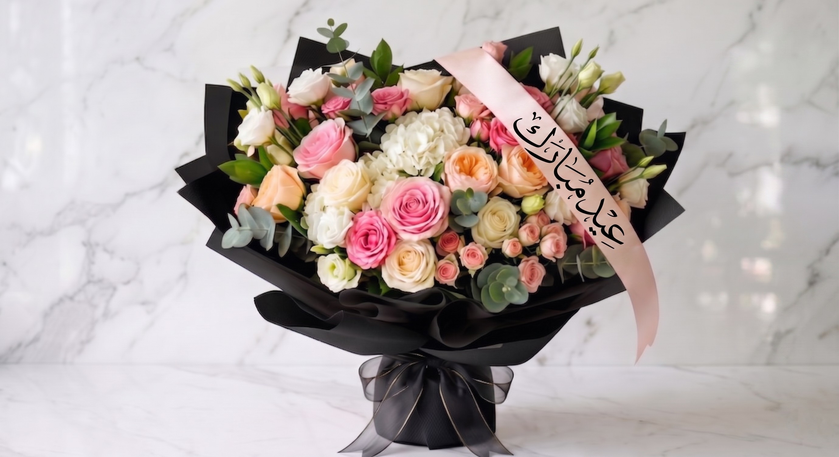 EID MUBARAK SPECIAL BLACK MIXED COLORFULL BOUQUET