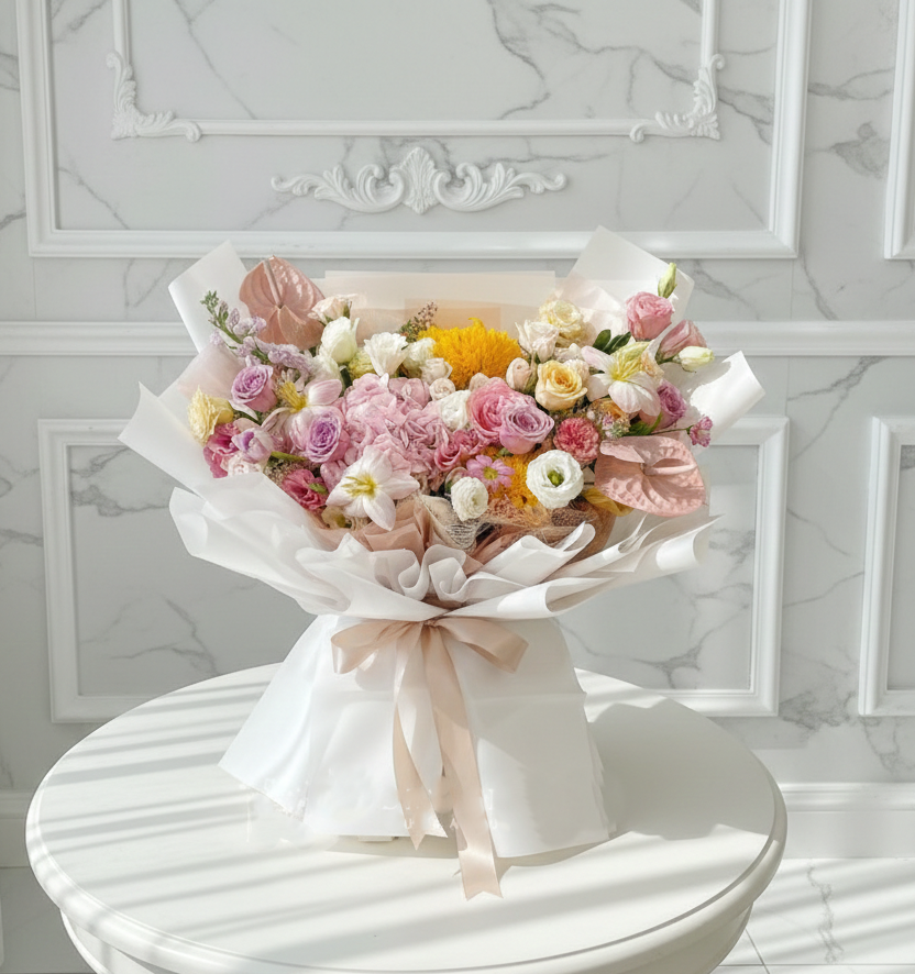 EID SPECIAL PEACH AND PINK MIX FLOWER NO-1097