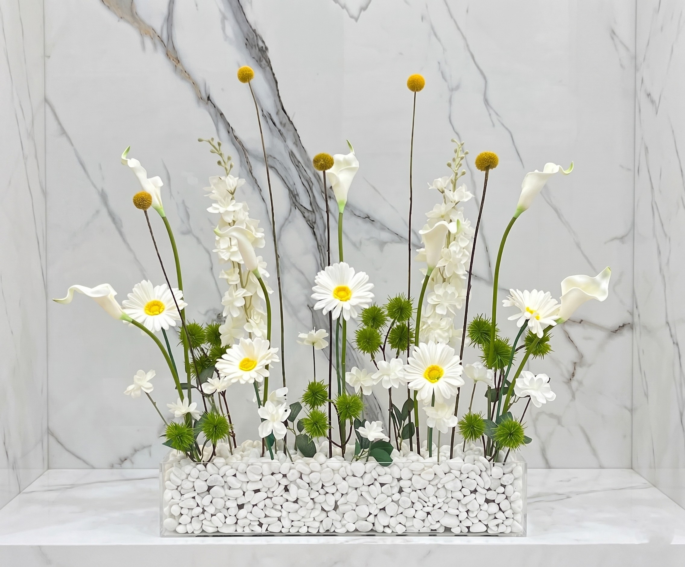eid special white lilly cala and gerbera arrangement