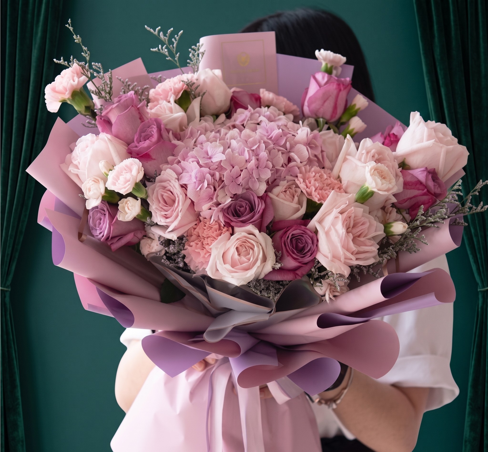 Bouquet with mix pink flowers-59