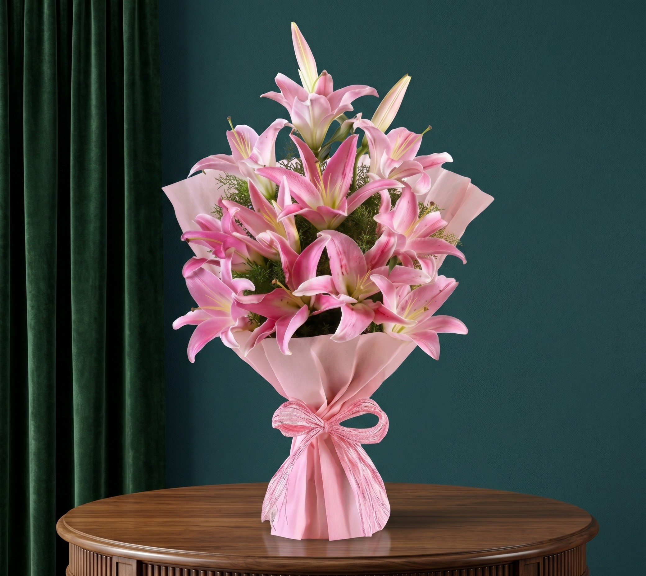 Bouquet with pink lilly-93