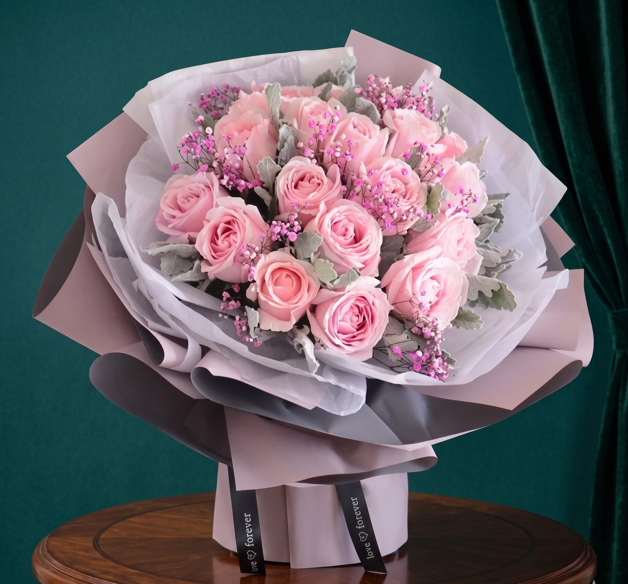 Bouquet with pink rose-91