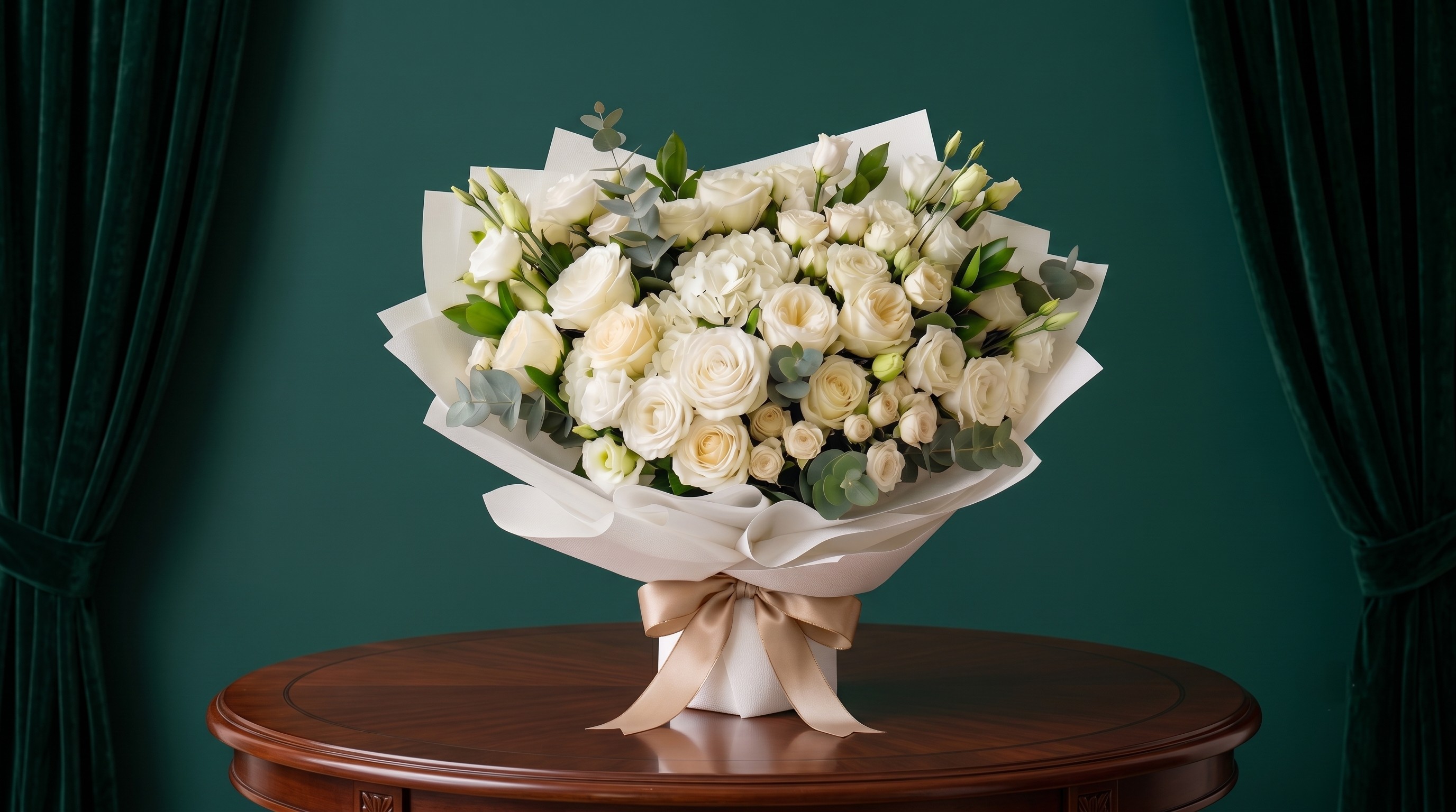 Hand bouquet stylish only whitish bouquet