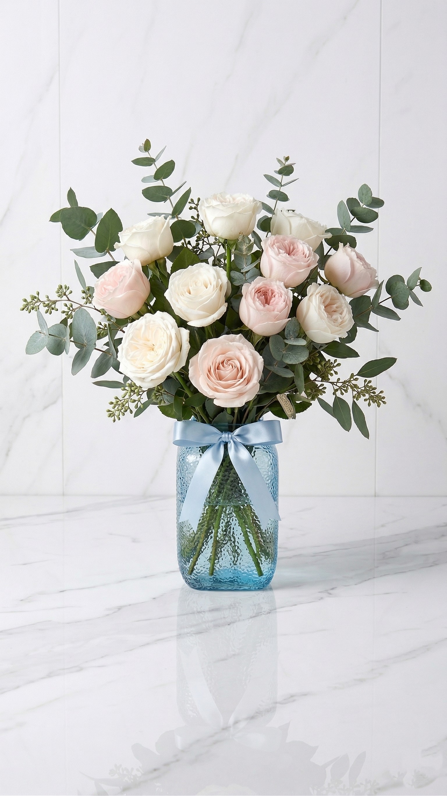 pink rose with vase arrangement