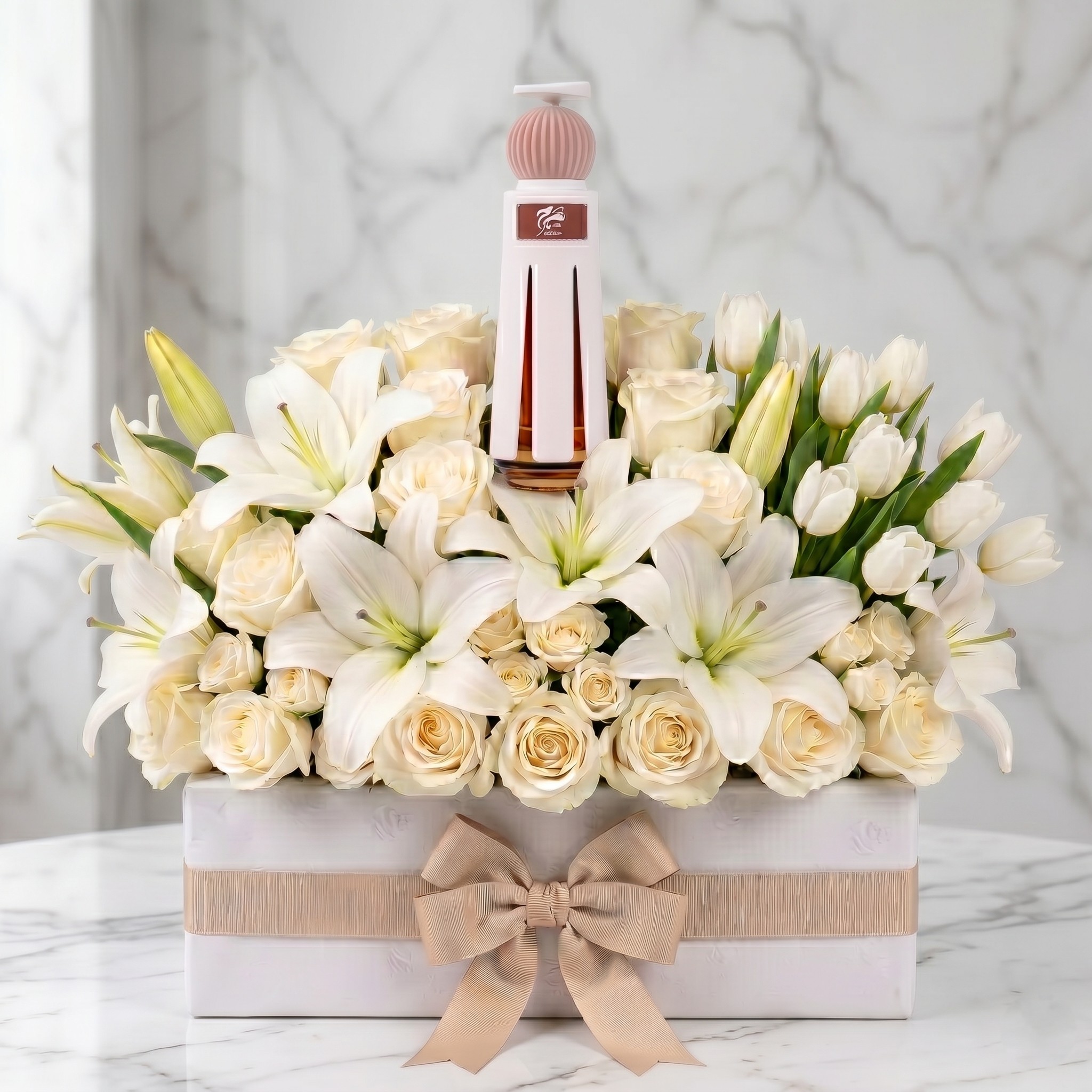 تنسيق أبيض لعيد الميلاد مع عطر ماركة