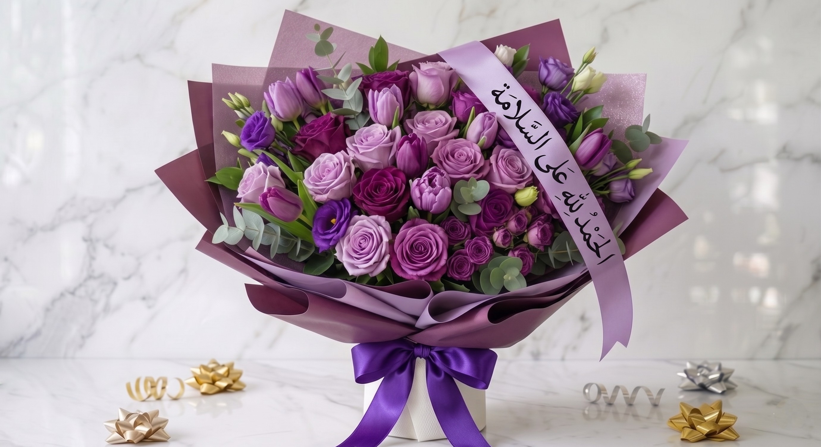 Get well soon purple bouquet