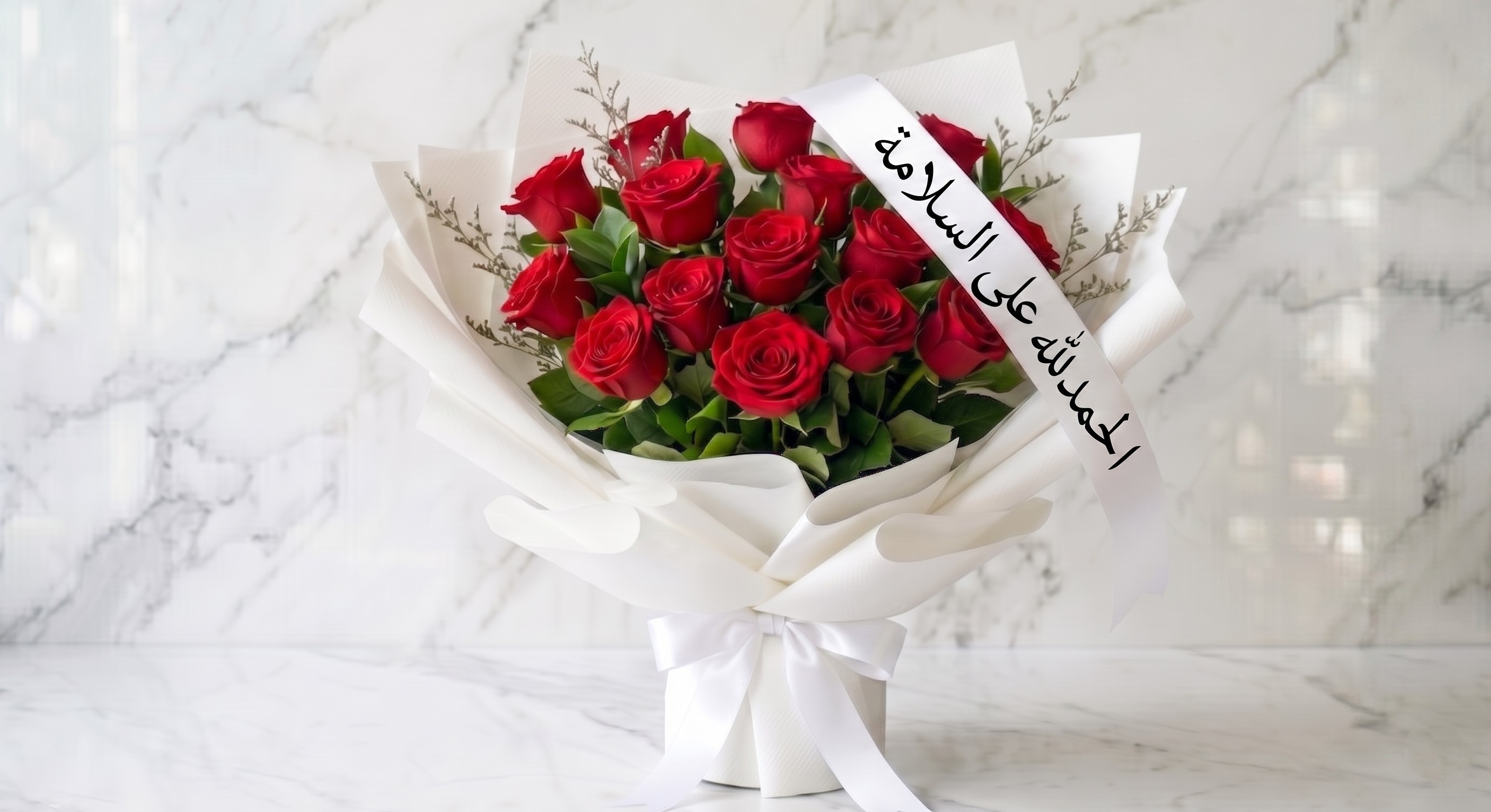 Get well soon red rose bouquet