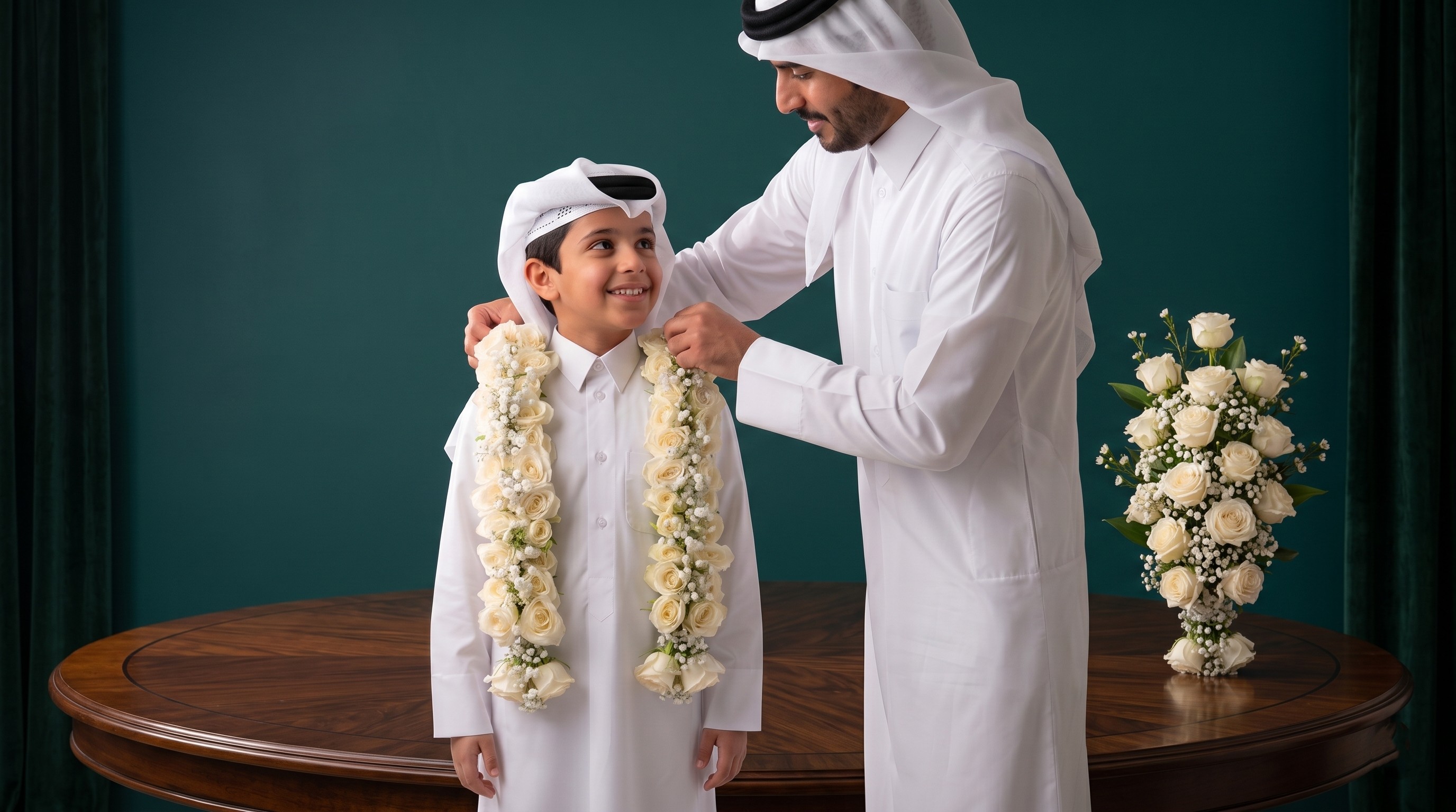 قلادة تخرج ورد أبيض خاصة للأطفال