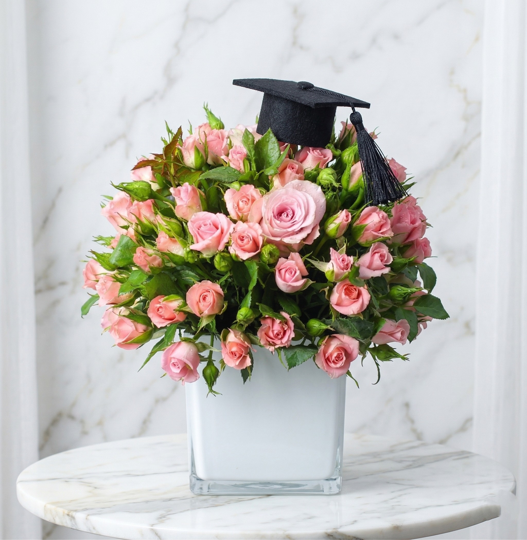 pink graduation arrangement
