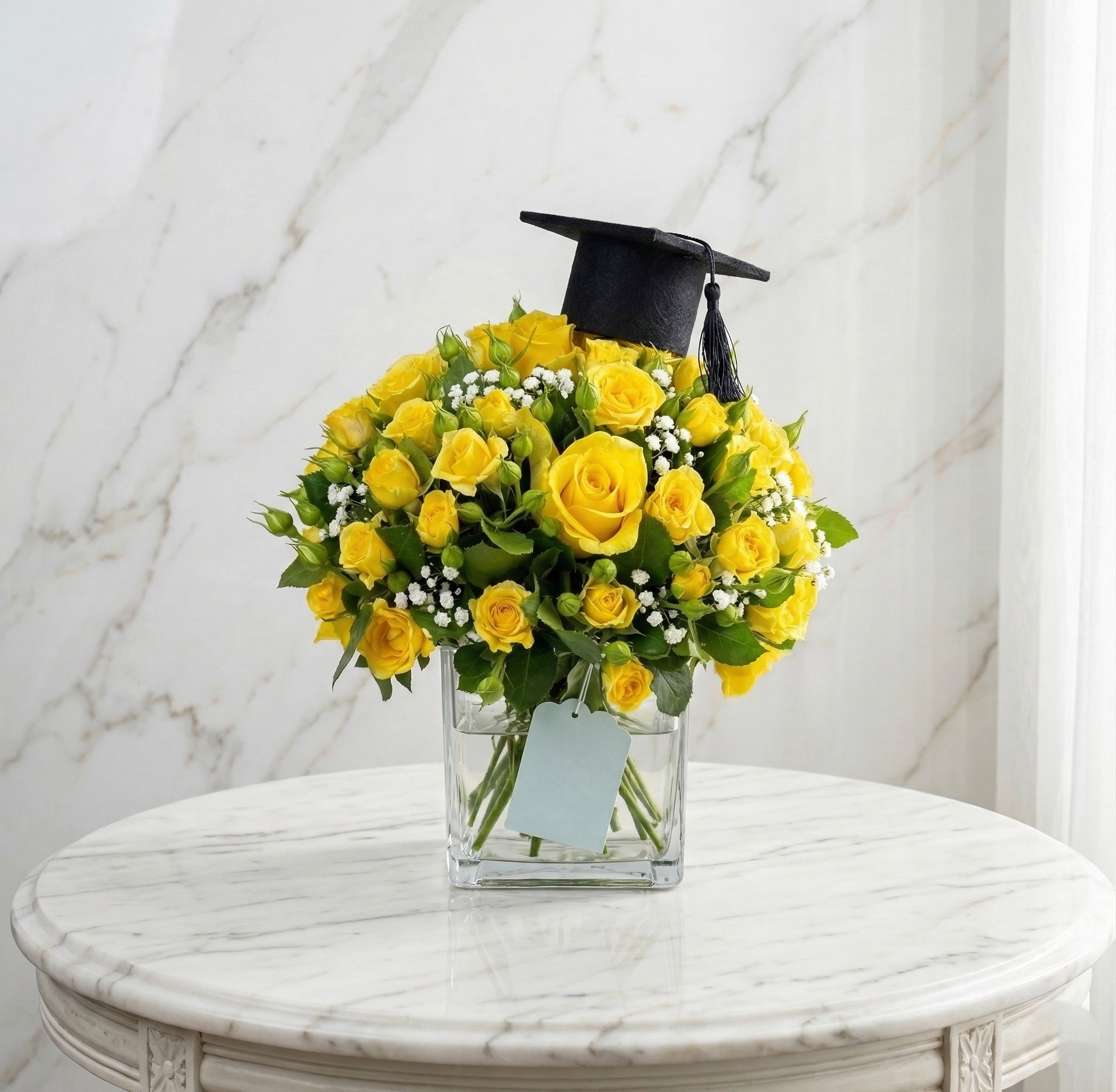yellow graduation arrangement