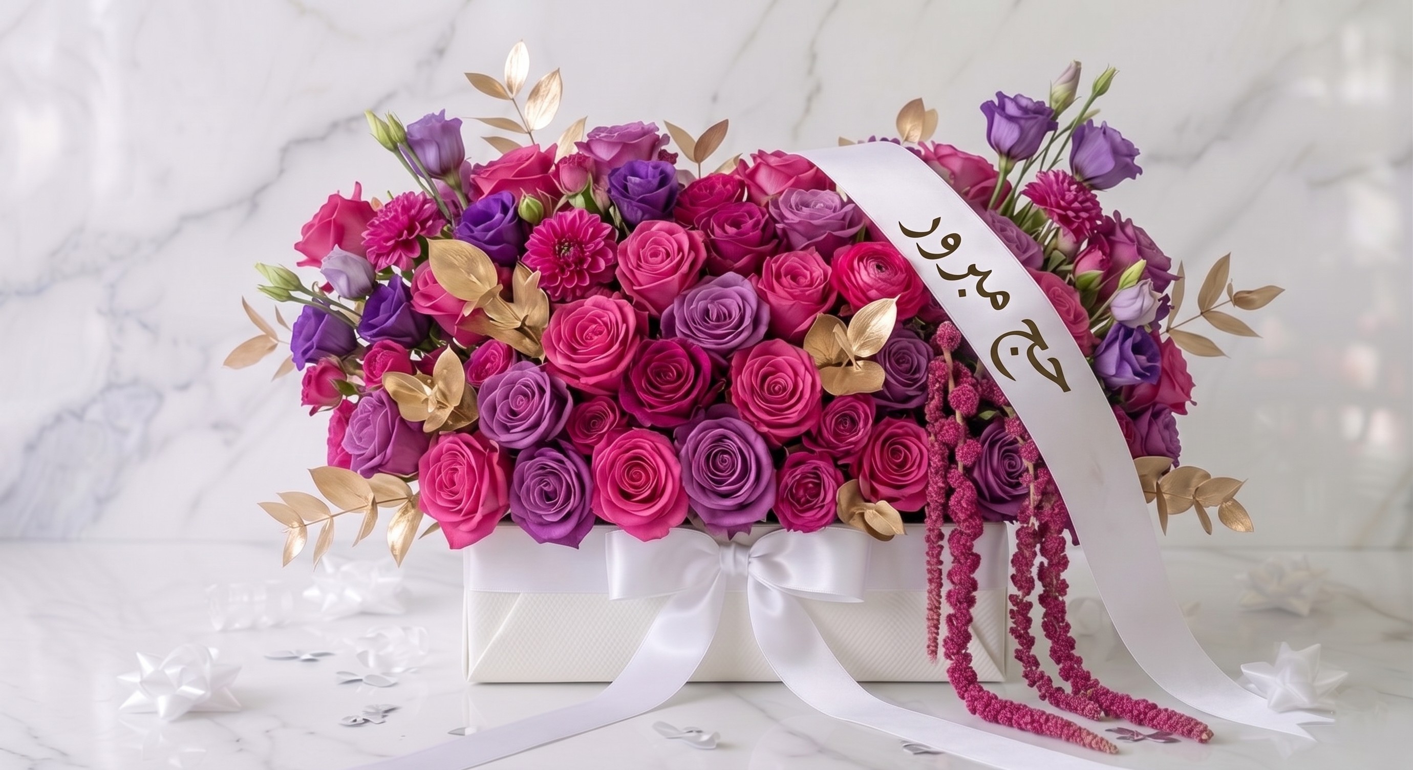 hajj mubarak special luxury fuchsia arrangement