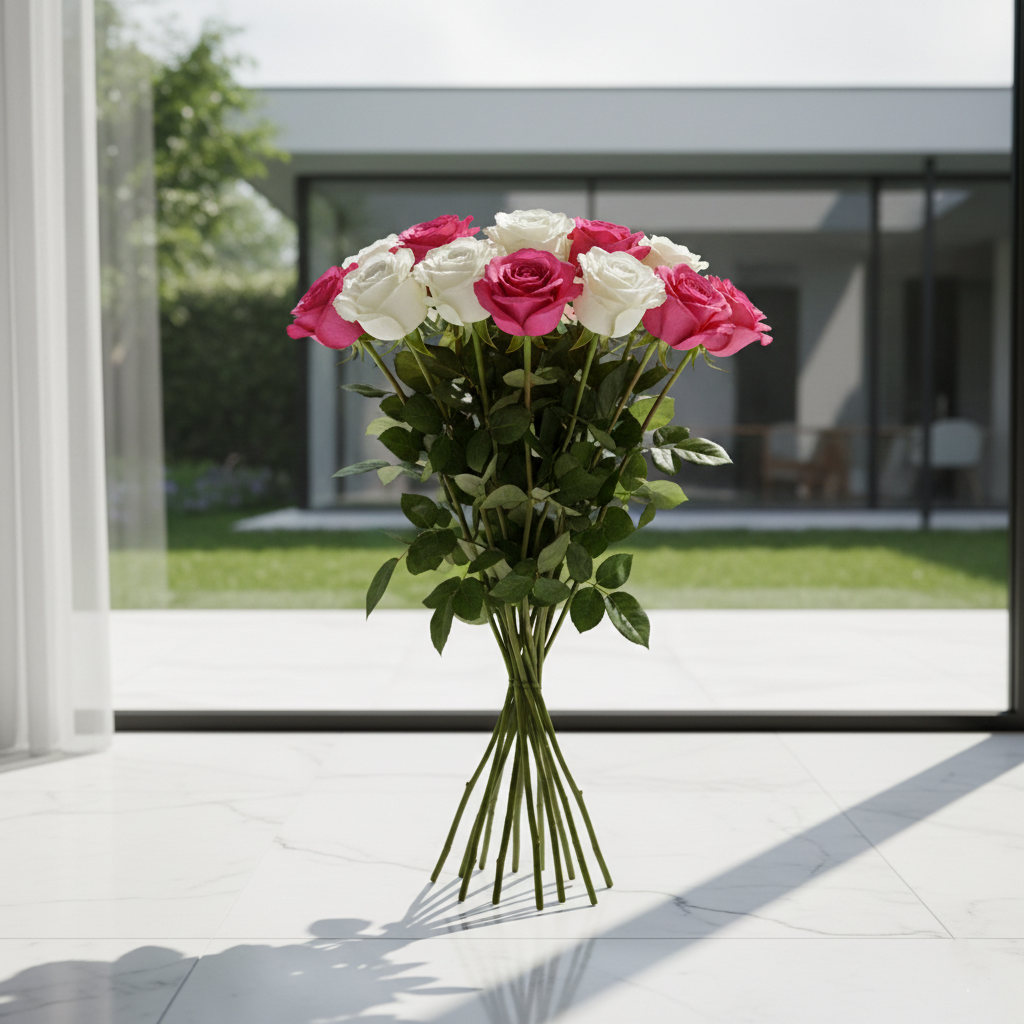 20 WHITE & PINK ROSE NO-5057