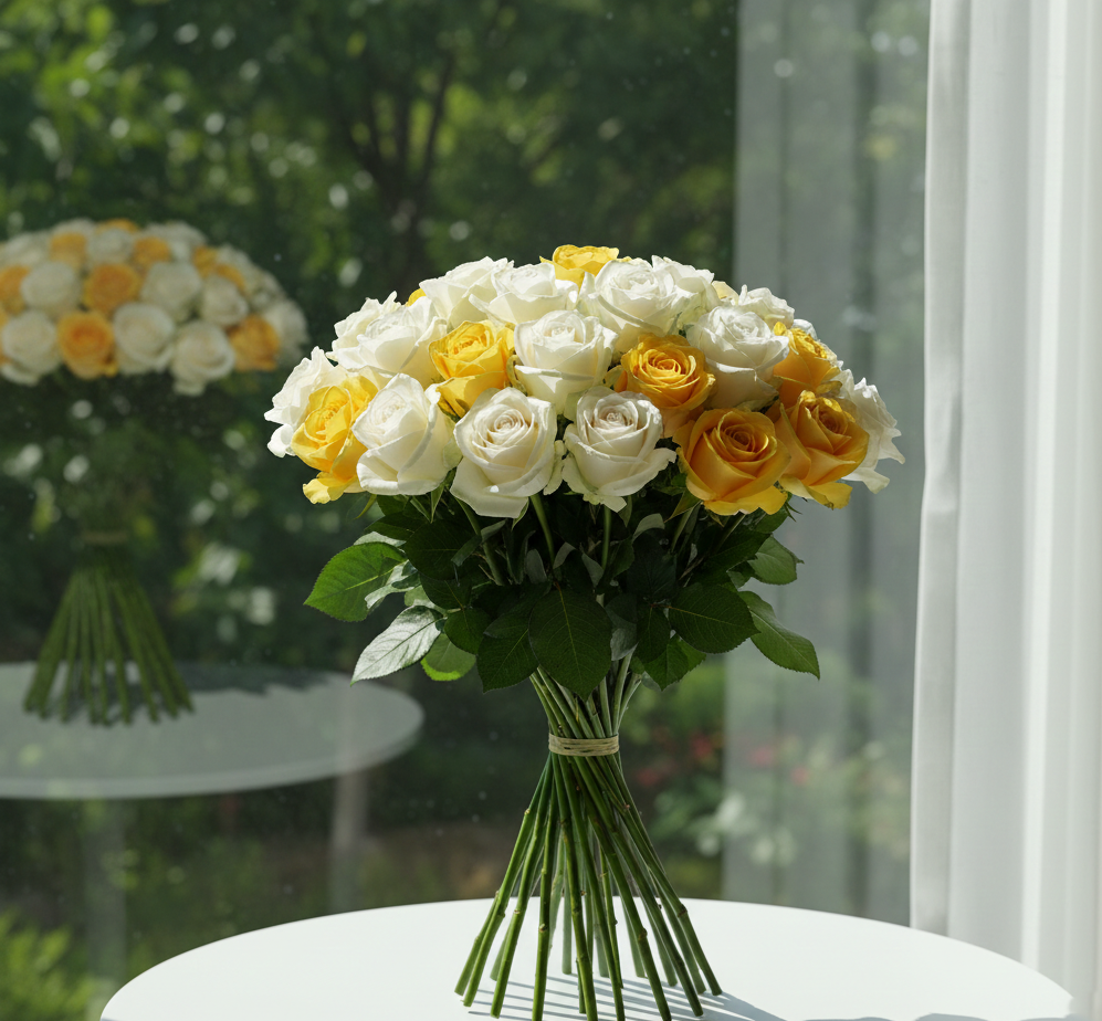 20 WHITE & YELLOW ROSES NO-5001