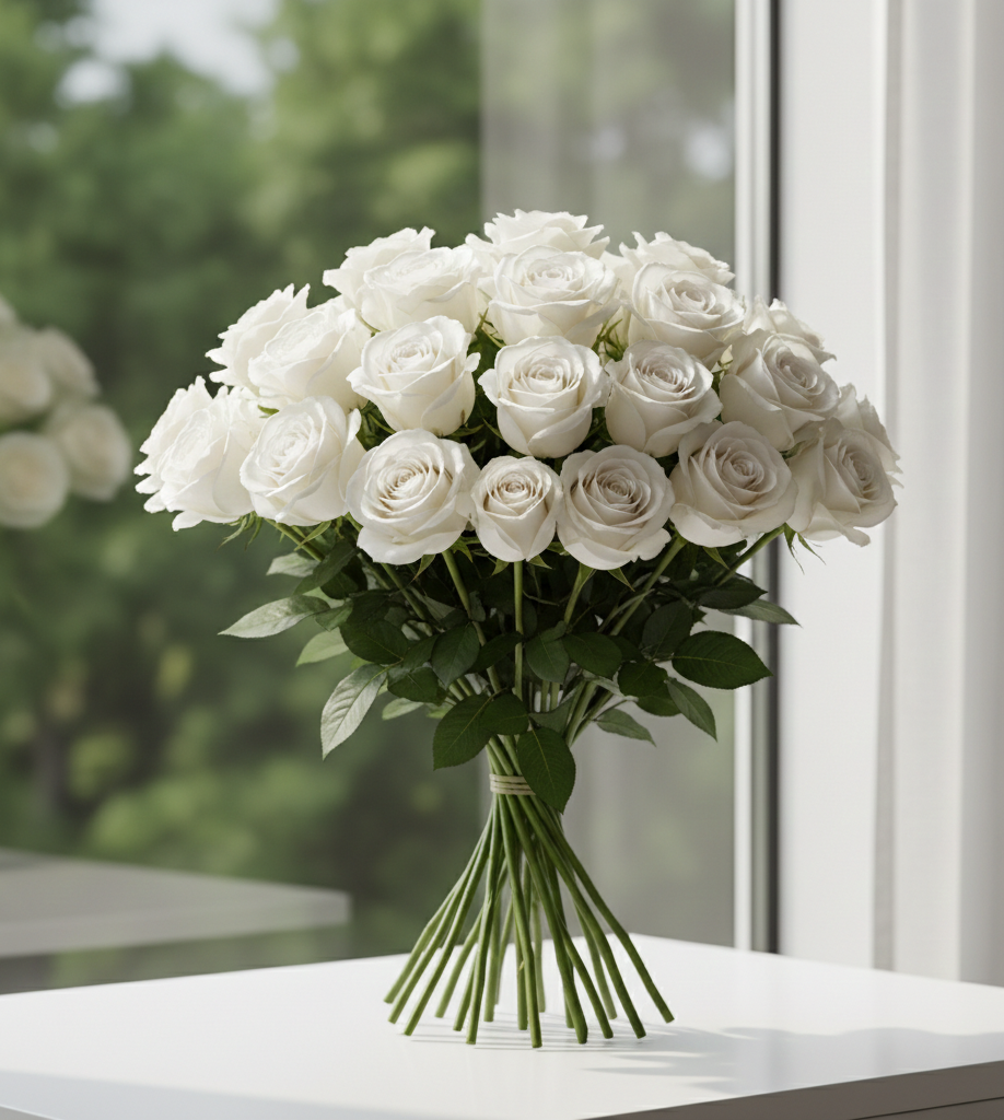 25 WHITE ROSES BUNDLE NO-5063