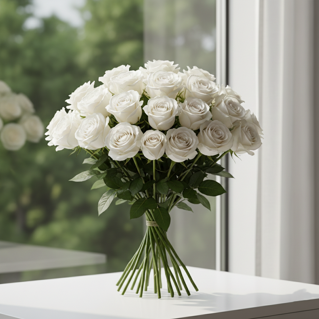 30 WHITE ROSES BUNDLE NO-5012