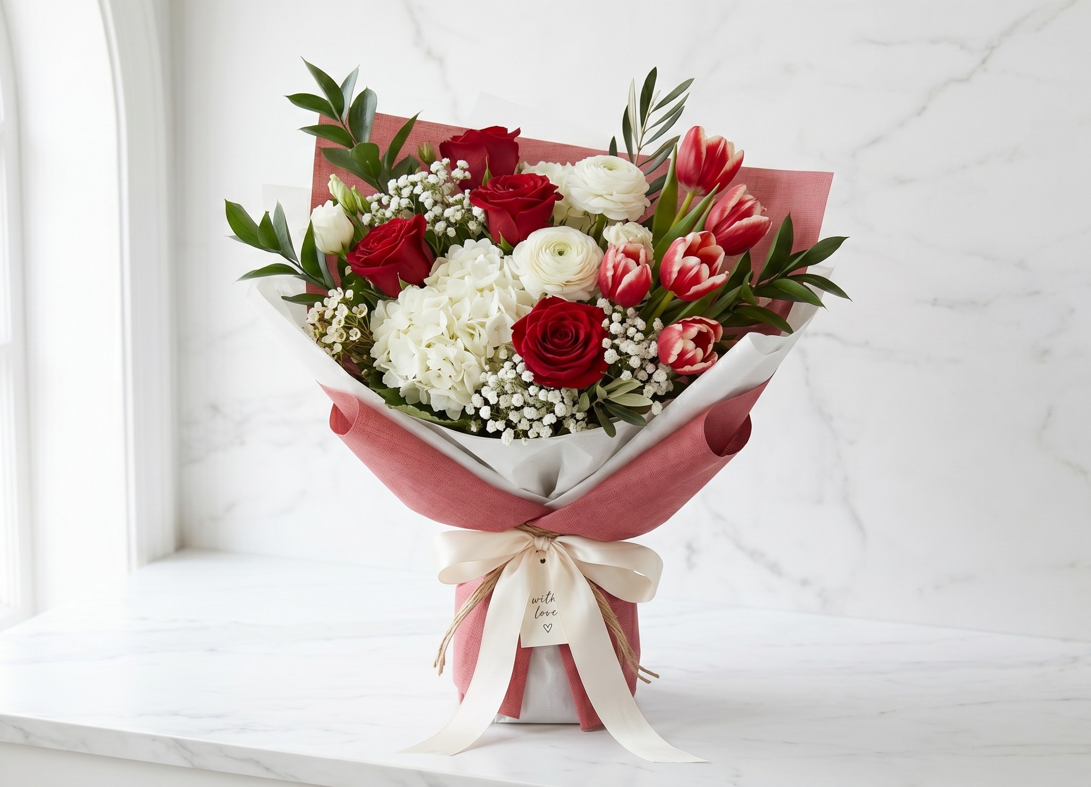 WHITE ROSE HAND BOUQUET-60