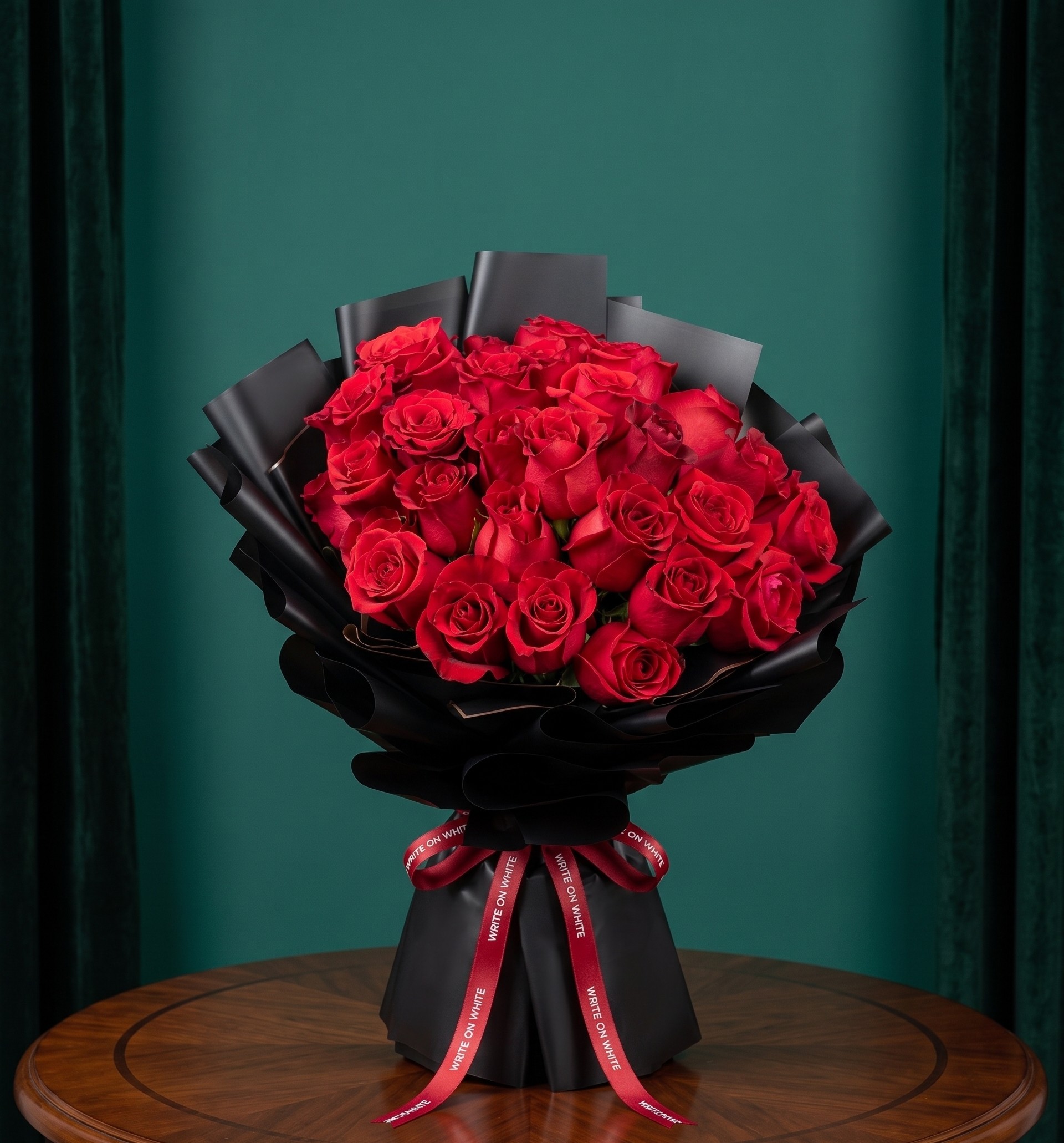 bouqut with rose black wrapp-73